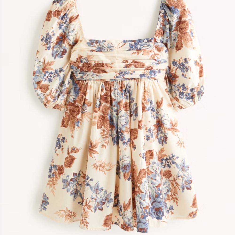 Abercrombie & Fitch Floral Mini Dress - Blue and Brown